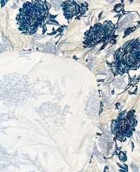 MORADO Premium Cotton Casement Elastic Fitted Double Bedsheet with 2 Pillow Covers (72x78x8 Inches) - White Blue