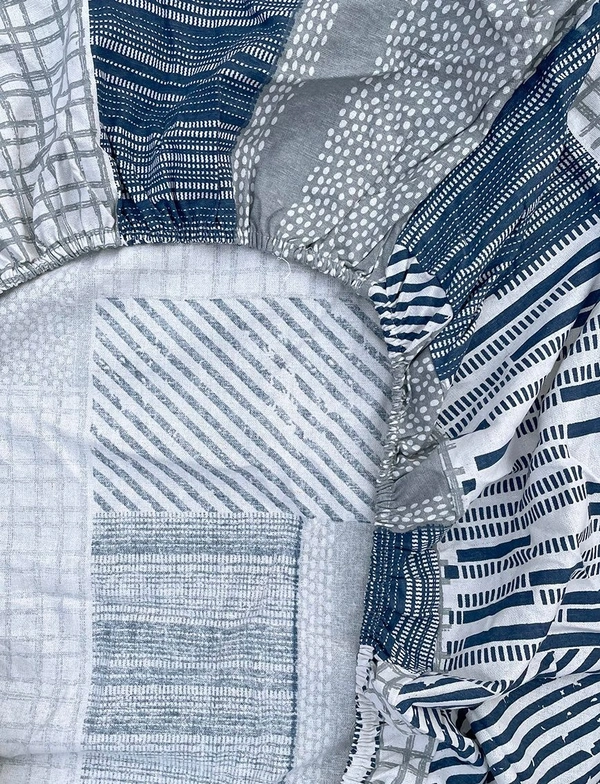 MORADO Premium Cotton Casement Elastic Fitted Double Bedsheet with 2 Pillow Covers (72x78x8 Inches) - Grey