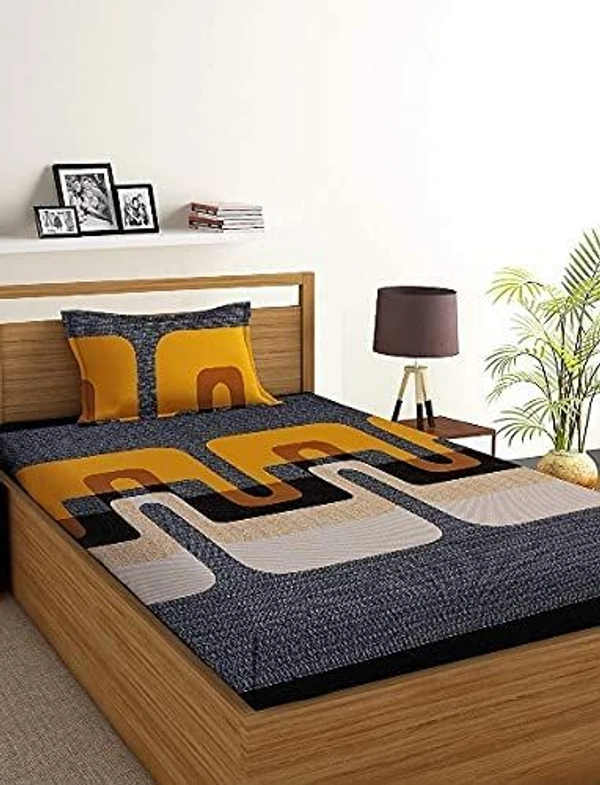 MORADO Premium Cotton Casement Elastic Fitted Single Bedsheet with 1 Pillow Covers (36x72x8 Inches, Light Grey) - 36x72x8 Inches, Yellow