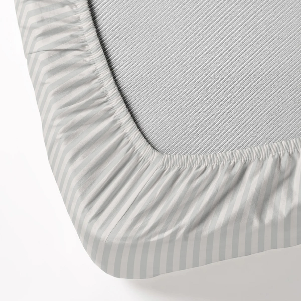 MORADO Premium Glace Cotton Stripe Double Fitted Bedsheet With 2 King Size Pillow Covers for Home-Hotels-Guest House (90x100 Inches) - 90x100inches