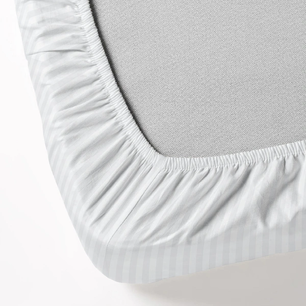 MORADO Premium Glace Cotton Stripe Double Fitted Bedsheet With 2 King Size Pillow Covers for Home-Hotels-Guest House (90x100 Inches) - 90x100inches