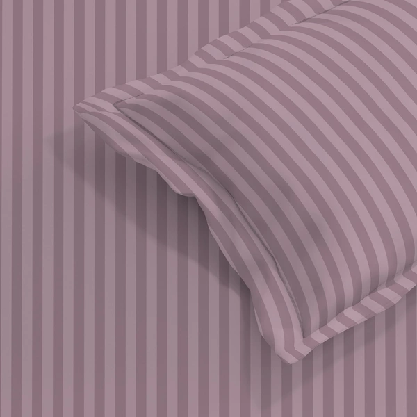 MORADO Premium Glace Cotton Stripe Double Fitted Bedsheet With 2 King Size Pillow Covers for Home-Hotels-Guest House (90x100 Inches) - 90x100inches