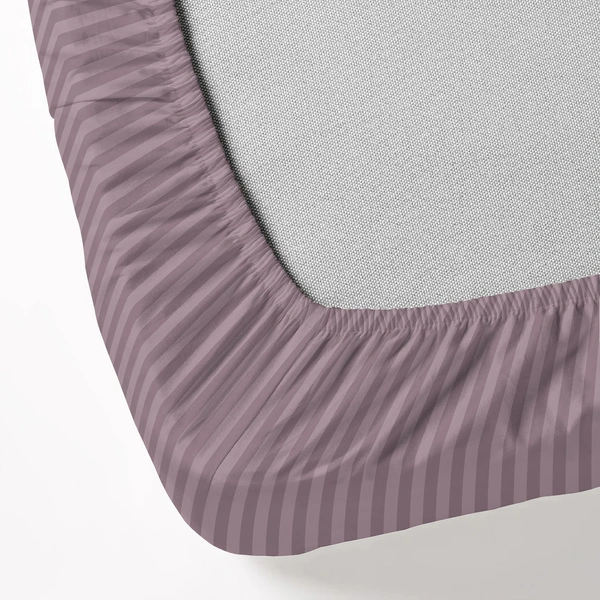 MORADO Premium Glace Cotton Stripe Double Fitted Bedsheet With 2 King Size Pillow Covers for Home-Hotels-Guest House (90x100 Inches) - 90x100inches