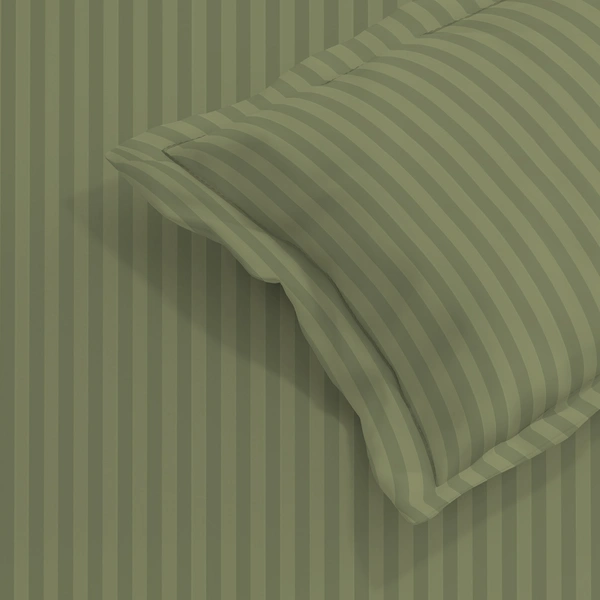 MORADO Premium Glace Cotton Stripe Double Fitted Bedsheet With 2 King Size Pillow Covers for Home-Hotels-Guest House (90x100 Inches) - 90x100inches