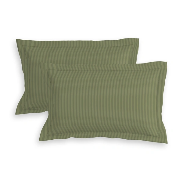 MORADO Premium Glace Cotton Stripe Double Fitted Bedsheet With 2 King Size Pillow Covers for Home-Hotels-Guest House (90x100 Inches) - 90x100inches