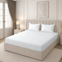 MORADO Premium Glace Cotton Stripe Double Flat Bedsheet With 2 King Size Pillow Covers for Home-Hotels-Guest House (90x100 Inches) - 90x100inches