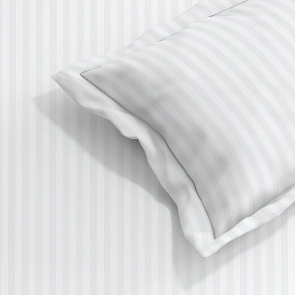 MORADO Premium Glace Cotton Stripe Single Fitted Bedsheet With 1 King Size Pillow Covers for Home-Hotels-Guest House (60x90 Inches) - 60x90inches