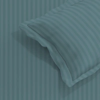 MORADO Premium Glace Cotton Stripe Single Fitted Bedsheet With 1 King Size Pillow Covers for Home-Hotels-Guest House (60x90 Inches) - 60x90inches