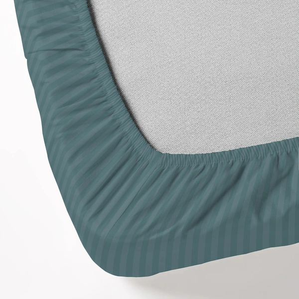 MORADO Premium Glace Cotton Stripe Single Fitted Bedsheet With 1 King Size Pillow Covers for Home-Hotels-Guest House (60x90 Inches) - 60x90inches