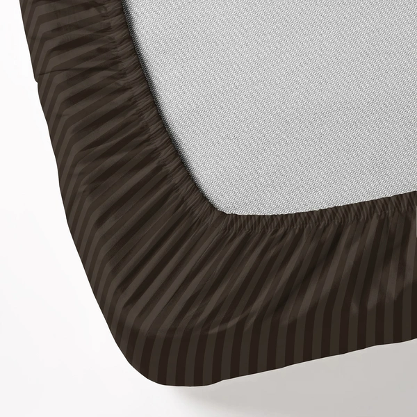 MORADO Premium Glace Cotton Stripe Single Fitted Bedsheet With 1 King Size Pillow Covers for Home-Hotels-Guest House (60x90 Inches) - 60x90inches