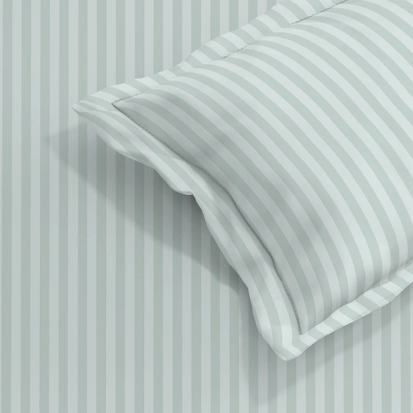 MORADO Premium Glace Cotton Stripe Single Flat Bedsheet With 1 King Size Pillow Covers for Home-Hotels-Guest House (60x90 Inches) - 60x90inches
