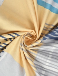 MORADO Premium Glace Cotton Elastic Fitted Double Bedsheet with 2 Pillow Covers (72x78x10 Inches, Blue Yellow) - 72x78x10 Inches, Blue