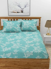 MORADO Premium Glace Cotton 210 TC Double Bedsheet with 2 King Size Pillow Covers (90x100 Inches) - 90x100 Inches, Green