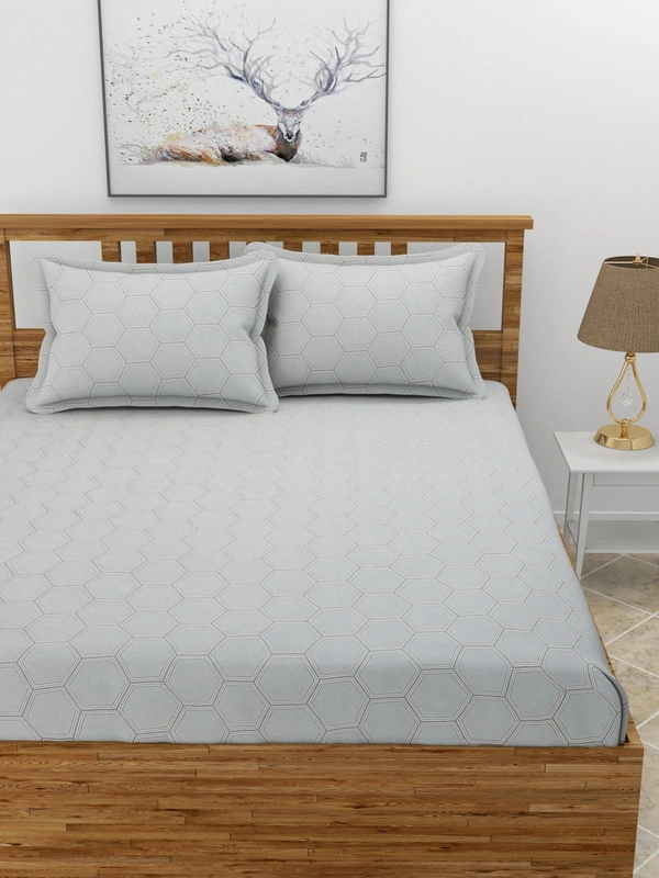 MORADO Premium Glace Cotton 210 TC Double Bedsheet with 2 King Size Pillow Covers (90x100 Inches) - 90x100 Inches, Grey