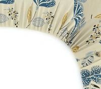 MORADO Premium Glace Cotton Elastic Fitted Double Bedsheet with 2 Pillow Covers (72x78x10 Inches, Blue Leaf) - 72x78x10 Inches