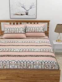 MORADO Premium Glace Cotton 210 GSM King Size Double Bedsheet with 2 Pillow Covers (108x108, Inches) - 108x108 Inches, Rust