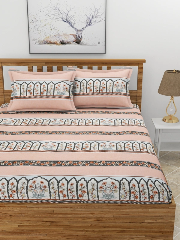 MORADO Premium Glace Cotton 210 GSM King Size Double Bedsheet with 2 Pillow Covers (108x108, Inches) - 108x108 Inches, Rust