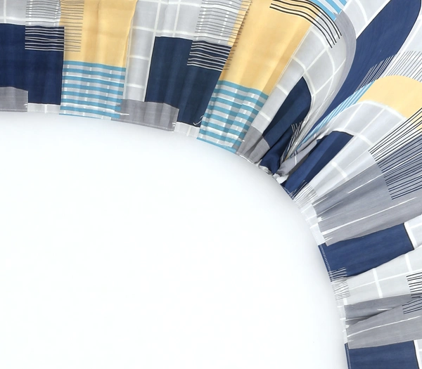 MORADO Premium Glace Cotton Elastic Fitted Double Bedsheet with 2 Pillow Covers (72x78x10 Inches, Blue Yellow) - 72x78x10 Inches, Blue