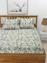 MORADO Premium Glace Cotton Double Bedsheet with 2 King Size Pillow Covers (90x100, Inches) - 90x100 Inches, Offwhite