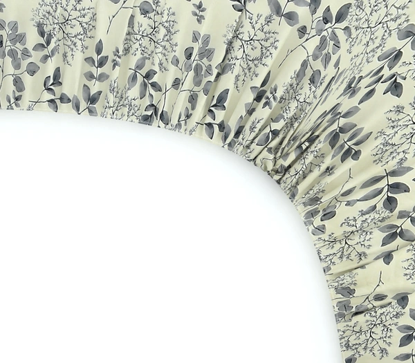 MORADO Premium Glace Cotton Elastic Fitted Single Bedsheet with 1 King Size Pillow Cover (36x72x8 Inches, Cream Black) - 36x72x8 Inches, Offwhite