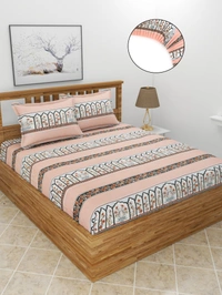 MORADO Premium Glace Cotton Elastic Fitted Double Bedsheet with 2 Pillow Covers (72x78x10 Inches, Carrot) - 72x78x10 Inches, Rust