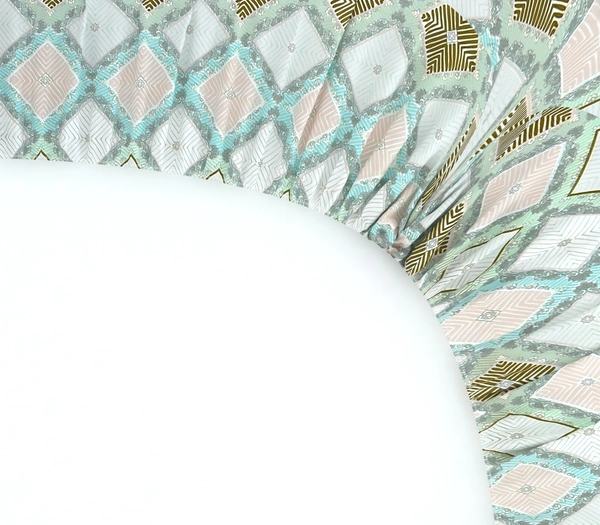 MORADO Premium Glace Cotton Elastic Fitted Single Bedsheet with 1 King Size Pillow Cover (36x72x8 Inches, Light Blue) - 36x72x8 Inches, Blue