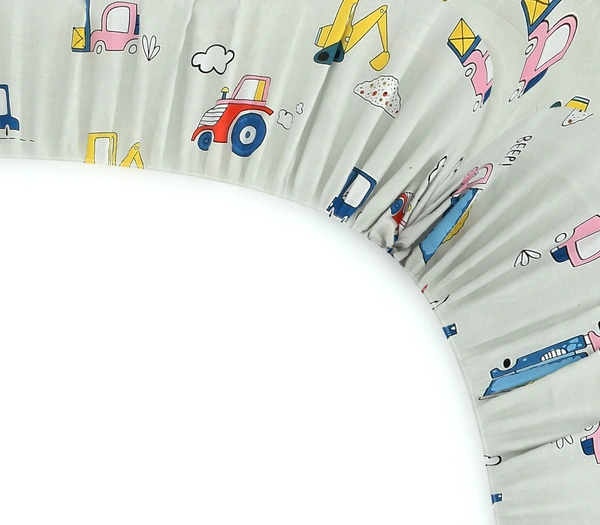 MORADO Premium Glace Cotton Elastic Fitted Single Bedsheet with 1 King Size Pillow Cover (36x72x8 Inches, Green) - 36x72x8 Inches, Offwhite