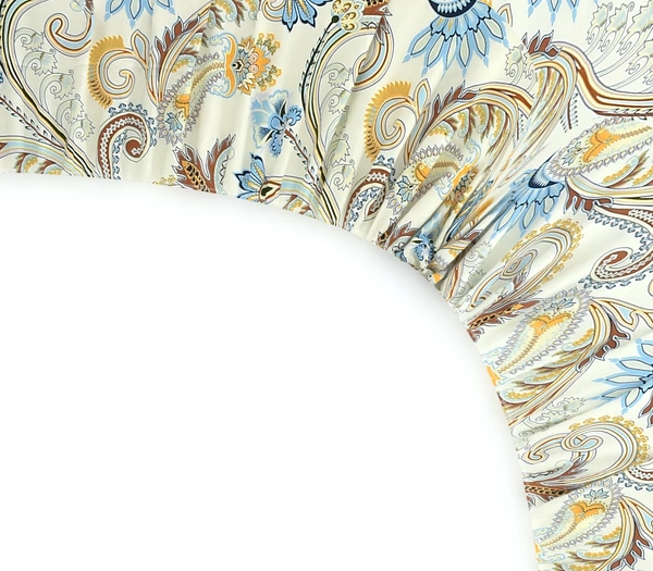 MORADO Premium Glace Cotton Elastic Fitted Single Bedsheet with 1 King Size Pillow Cover (36x72x8 Inches, Offwhite) - 36x72x8 Inches, Blue