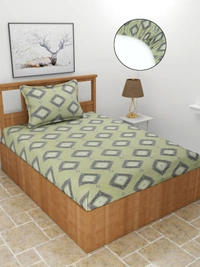 MORADO Premium Glace Cotton 210 TC Elastic Fitted Single Bedsheet with 1 Pillow Cover (36x72x8 Inches) - 36x72x8 Inches