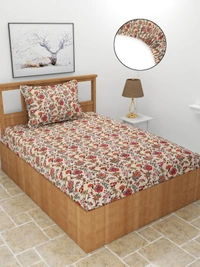 MORADO Premium Glace Cotton 210 TC Elastic Fitted Single Bedsheet with 1 Pillow Cover (36x72x8 Inches) - 36x72x8 Inches