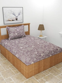 MORADO Premium Glace Cotton 210 TC Elastic Fitted Single Bedsheet with 1 Pillow Cover (36x72x8 Inches) - 36x72x8 Inches