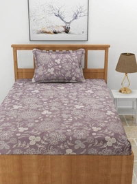 MORADO Premium Glace Cotton 210 TC Elastic Fitted Single Bedsheet with 1 Pillow Cover (36x72x8 Inches) - 36x72x8 Inches