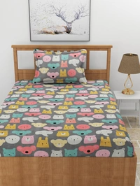 MORADO Premium Glace Cotton Single Bedsheet with 1 King Size Pillow Cover (60x90, Inches) - 60x90 Inches, Mutlicolor