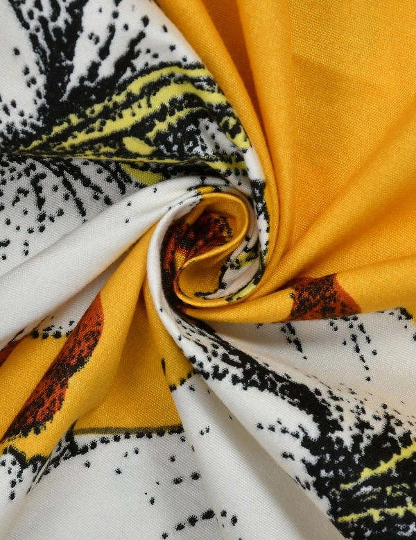 MORADO Glace Cotton 5 Pcs with Beautiful White Pompom Lace Bedding Set | Double Bed Size Bedsheet with 2 Pillow Covers and 2 Filled Cushions (90x100 Inches - Mustard) - 90x100 Inches, Mustard