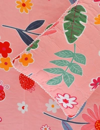 MORADO Glace Cotton 5 Pcs with Beautiful White Pompom Lace Bedding Set | Double Bed Size Bedsheet with 2 Pillow Covers and 2 Filled Cushions (90x100 Inches - Pink) - 90x100 Inches, Pink