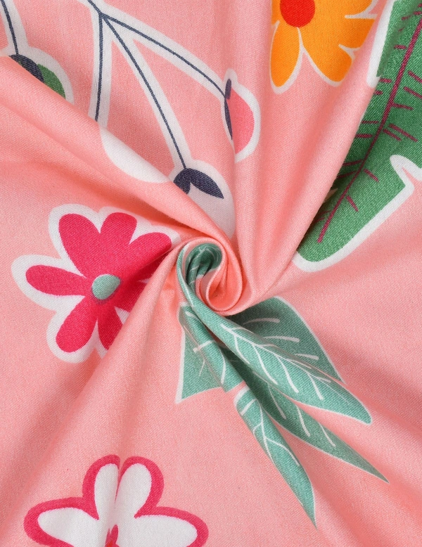 MORADO Glace Cotton 5 Pcs with Beautiful White Pompom Lace Bedding Set | Double Bed Size Bedsheet with 2 Pillow Covers and 2 Filled Cushions (90x100 Inches - Pink) - 90x100 Inches, Pink