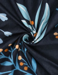 MORADO Glace Cotton 5 Pcs with Beautiful White Pompom Lace Bedding Set | Double Bed Size Bedsheet with 2 Pillow Covers and 2 Filled Cushions (90x100 Inches - Dark Blue) - 90x100 Inches, Dark Blue