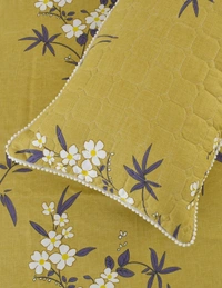 MORADO Glace Cotton 5 Pcs with Beautiful White Pompom Lace Bedding Set | Double Bed Size Bedsheet with 2 Pillow Covers and 2 Filled Cushions (90x100 Inches - Green) - 90x100 Inches, Green