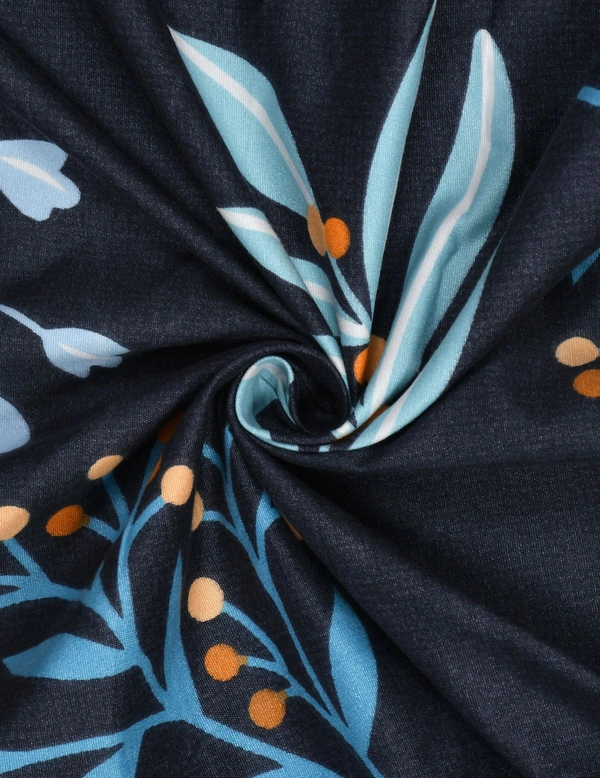 MORADO Glace Cotton 5 Pcs with Beautiful White Pompom Lace Bedding Set | Double Bed Size Bedsheet with 2 Pillow Covers and 2 Filled Cushions (90x100 Inches - Dark Blue) - 90x100 Inches, Dark Blue