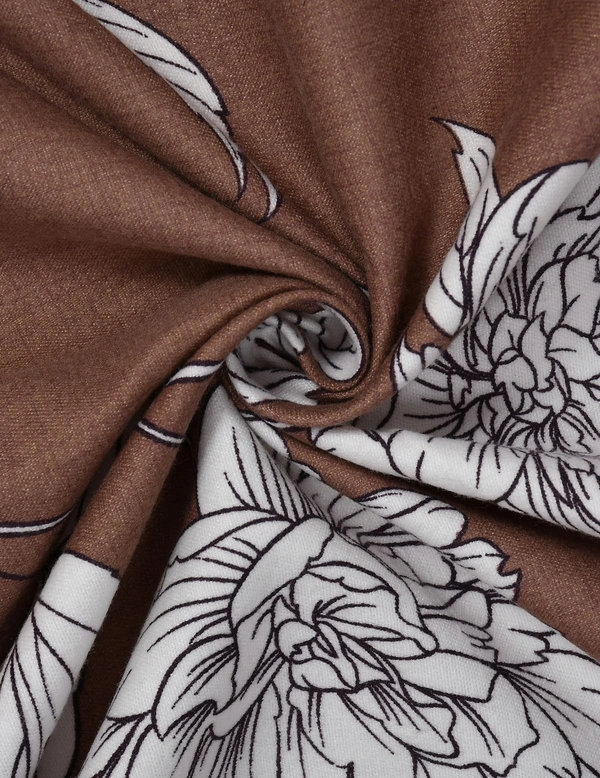 MORADO Glace Cotton 5 Pcs with Beautiful White Pompom Lace Bedding Set | Double Bed Size Bedsheet with 2 Pillow Covers and 2 Filled Cushions (90x100 Inches - Coffee) - 90x100 Inches, Coffee