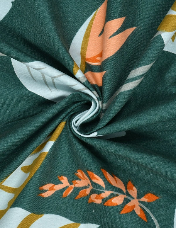 MORADO Glace Cotton 5 Pcs with Beautiful White Pompom Lace Bedding Set | Double Bed Size Bedsheet with 2 Pillow Covers and 2 Filled Cushions (90x100 Inches - Dark Green) - 90x100 Inches, Dark Green