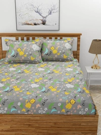 MORADO Premium Glace Cotton Double Bedsheet with 2 King Size Pillow Covers (90x100 Inches) - Multicolor