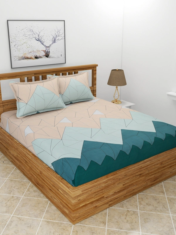 MORADO Premium Glace Cotton Double Bedsheet With 2 King Size Pillow Covers (90x100 Inches) - 72x78x8 Inches, Multicolor