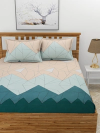 MORADO Premium Glace Cotton Double Bedsheet With 2 King Size Pillow Covers (90x100 Inches) - 72x78x8 Inches, Multicolor