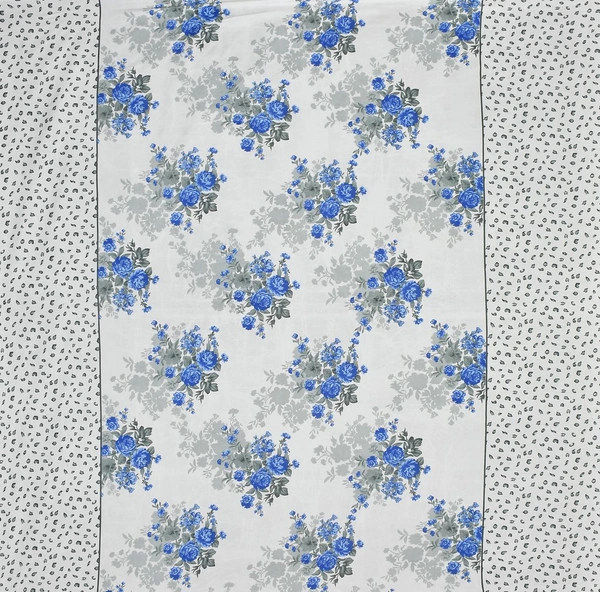 MORADO Premium Glace Cotton Double Bedsheet with 2 King Size Pillow Covers (90x100 Inches, Blue White) - 90x100 Inches, Blue