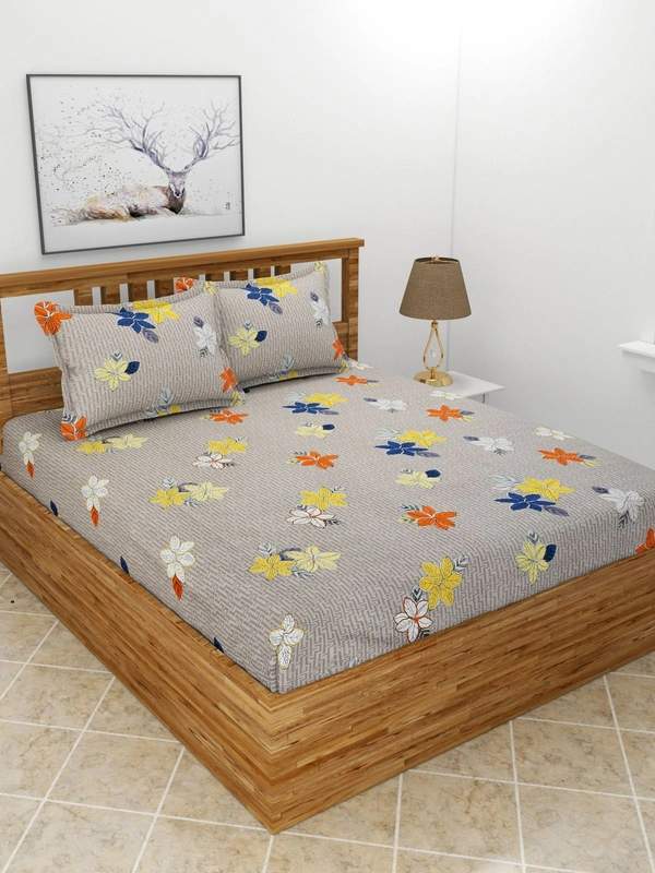 MORADO Premium Glace Cotton Double King Bedsheet with 2 King Size Pillow Covers (108x108 Inches)