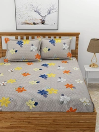 MORADO Premium Glace Cotton Double King Bedsheet with 2 King Size Pillow Covers (108x108 Inches)