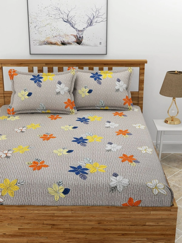 MORADO Premium Glace Cotton Double King Bedsheet with 2 King Size Pillow Covers (108x108 Inches)