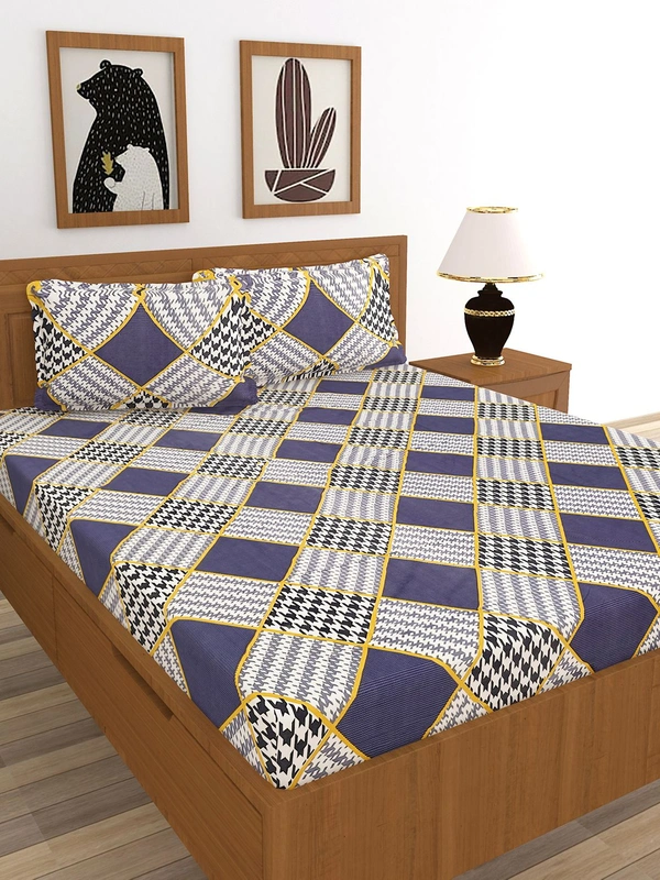 MORADO Premium Glace Cotton Double King Bedsheet with 2 King Size Pillow Covers (108x108 Inches)