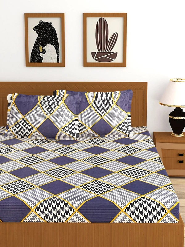 MORADO Premium Glace Cotton Double King Bedsheet with 2 King Size Pillow Covers (108x108 Inches)